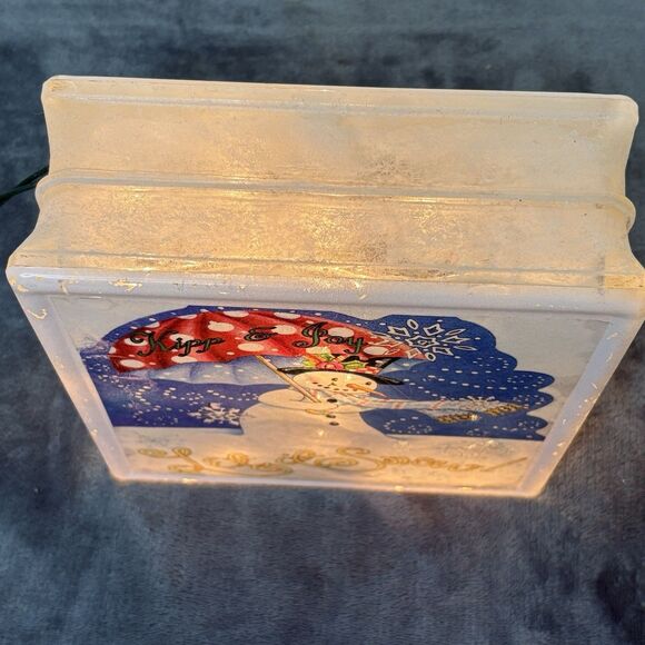 Christmas Holiday Decor Heavy Glass Light Up Let It Snow Snowman - Picture 3 of 9